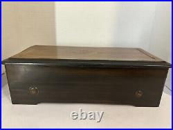 Antique Circa 1880 Swiss 17long Music Box Wooden Case Decorative Inlaid