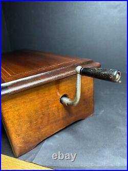 Antique Circa 1880 Swiss 18 1/2 Long Music Box Wooden Case 12 Songs