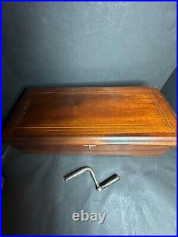 Antique Circa 1880 Swiss 18 1/2 Long Music Box Wooden Case 12 Songs