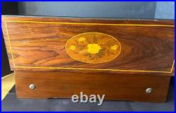 Antique Circa 1880 Swiss 21long Working Music Box Wooden Case Decorative Inlaid