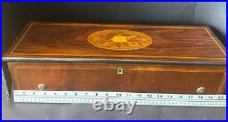 Antique Circa 1880 Swiss 21long Working Music Box Wooden Case Decorative Inlaid