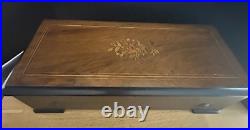 Antique Circa 1880 Swiss 23 Long Music Box Wooden Case Decorative Inlaid