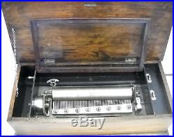 Antique Circa Swiss Cylinder Music Box 24 1/2 lb. 22 3/4'' x 11'' x 7'