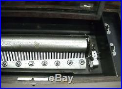 Antique Circa Swiss Cylinder Music Box 24 1/2 lb. 22 3/4'' x 11'' x 7'