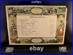 Antique Columbia Swiss Music Box with10 Tunes, Original Play Sheet, Circa 1880's