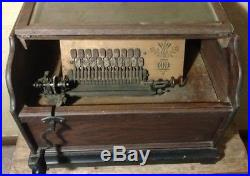 Antique Concert Roller Organ Hand Crank Organette w 12 Tune Cobs Phonograph