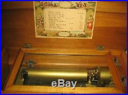Antique Cylinder COLUMBIA Music BoxPlays 10 TunesPatented 1894Beautiful Case