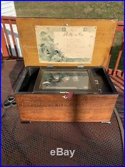 Antique Cylinder Music Box 10 Tune 3 Bell Box Butterfly Strikers