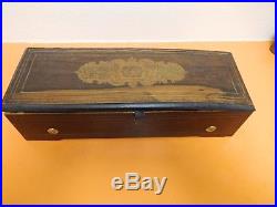 Antique Cylinder Music Box Inlaid Wood (See Video)