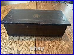 Antique Cylinder Music Box Working Multiple Songs Wooden Box