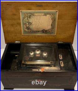 Antique Cylinder Music Box with Butterfly strikers 10 Songs Works! Watch Video Antique Cylinder Music Box with Butterfly strikers 10 Songs Works! Watch Video