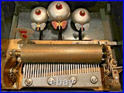 Antique Cylinder Music Box with Butterfly strikers 10 Songs Works! Watch Video Antique Cylinder Music Box with Butterfly strikers 10 Songs Works! Watch Video