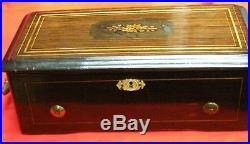Antique Cylinder Music Box with Walnut Case Swiss Made 19th C. Working