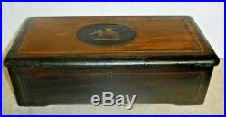 Antique Cylinder Swiss Type Music Box Case Elephant Inlay Parts Restoration