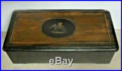 Antique Cylinder Swiss Type Music Box Case Elephant Inlay Parts Restoration