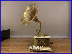 Antique Decorative Handmade Brass Musical Gramophone 300Gram Record Player