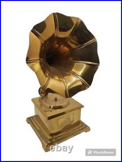 Antique Decorative Handmade Brass Musical Gramophone 300Gram Record Player