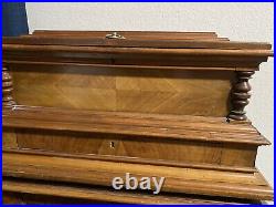 Antique Deluxe Model Walnut Marquetry Polyphon single comb Music Box w 55 Discs
