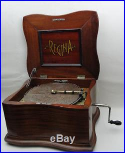 Antique Dual Comb Mahogany Regina Music Box Plays 12 Discs includes 12 discs