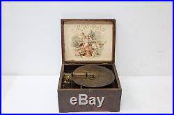 Antique Early 19th Century German Monopol 7 1/2 Wood Cased Music Box with Disc