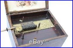Antique Early 19th Century German Monopol 7 1/2 Wood Cased Music Box with Disc