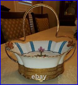Antique Early French Ormolu Porcelain Musical Brides Basket