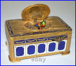 Antique Enameled Singing Bird Music Box Automaton Great Holiday Gift