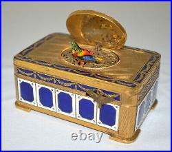 Antique Enameled Singing Bird Music Box Automaton Great Holiday Gift