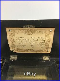 Antique Etouffoirs En Acier Music Box 6 Song Cylinder Lot 3923