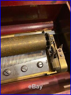 Antique Etouffoirs En Acier Swiss Cylinder Player Music Box 6 Airs Working