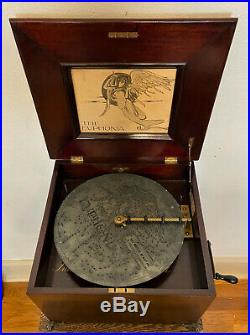 Antique Euphonia No 52 Wind Up Music Box, 35 Tune Discs, Original Manual ++WORKS