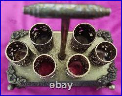 Antique FILIGREE Metal Footed Cherub Lipstick Holder Musical Jewelry Box Vintage