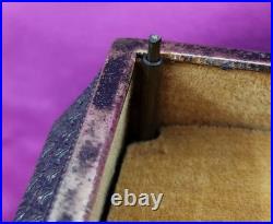 Antique FILIGREE Metal Footed Cherub Lipstick Holder Musical Jewelry Box Vintage