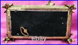 Antique FILIGREE Metal Footed Cherub Lipstick Holder Musical Jewelry Box Vintage