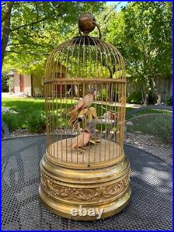 Antique FRENCH Mechanical Automated Bird Music Box Cage