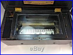 Antique Fabrique de Geneve 6 Tune Swiss Music Box Elegant Inlays Working Order