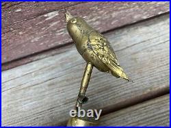 Antique Figural Bird Water Whistle Brass Metal Plated