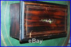 Antique France Music Box Large Wood Case Working