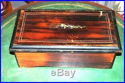 Antique France Music Box Large Wood Case Working