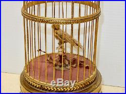 Antique French Automaton Singing Bird In Cage