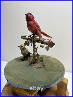 Antique French Bontems Twin Singing Birds in Cage Automaton 21 RARE
