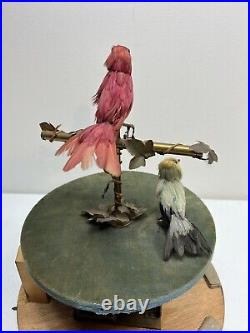Antique French Bontems Twin Singing Birds in Cage Automaton 21 RARE