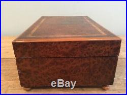 Antique French Burl Inlaid Wood Marquetry Music Jewelry Box Working HP Paris
