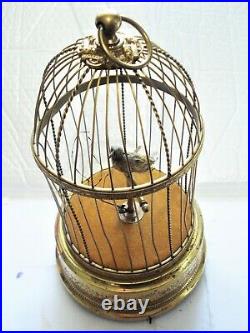 Antique French Gilt Brass Singing Automaton Bird Cage Music Box Working