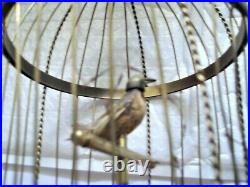 Antique French Gilt Brass Singing Automaton Bird Cage Music Box Working