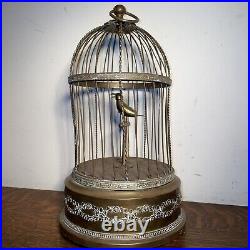 Antique French Singing Bird Cage Automaton Brass Wind Up Music Box Rare New York