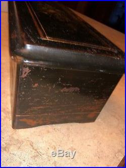 Antique French Swiss Inlaid Wood Case Cylinder Music Box Plays Beautifully