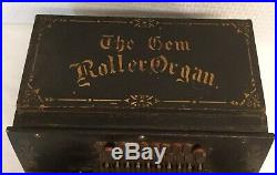 Antique GEM ROLLER ORGAN, 5 Rolls Included, Works, Nice Condition