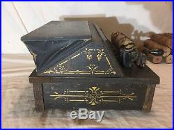 Antique GEM Roller Organ Hand Crank Bellows Wind Music Box Corn Cob Record 1907