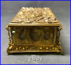 Antique German 800 Silver Swiss Repousse Gold Vermeil Bird Musical Box Automaton